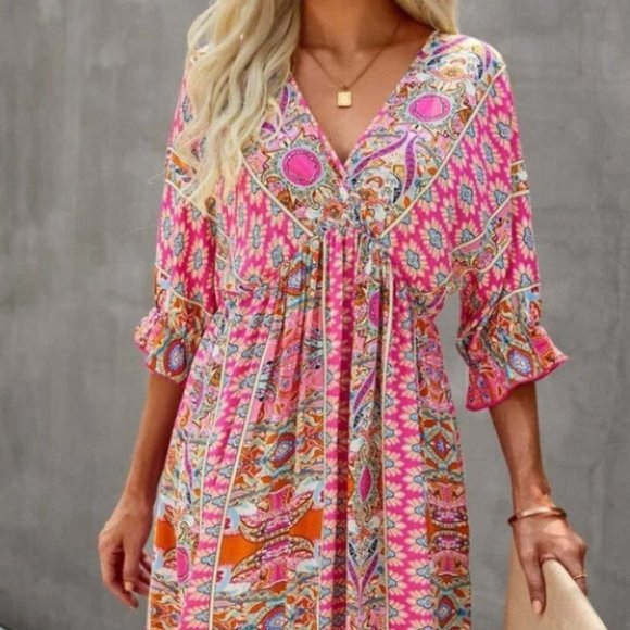 Pink printed Mini Dress - Picture 4 of 10